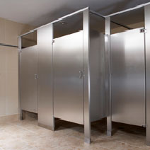 Bathroom Partitions - Stainless Steel-Floor Mounted Overhead Br